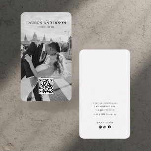 Minimalistiskt foto-Affärskort med QR-kod Visitkort