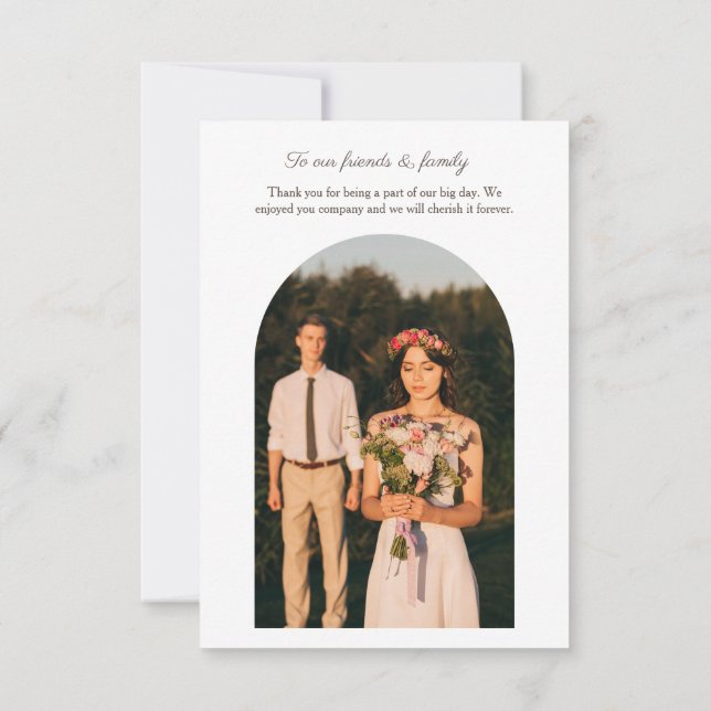 Minimalistiskt foto Arch Modern Bröllop Tack (Baksida)