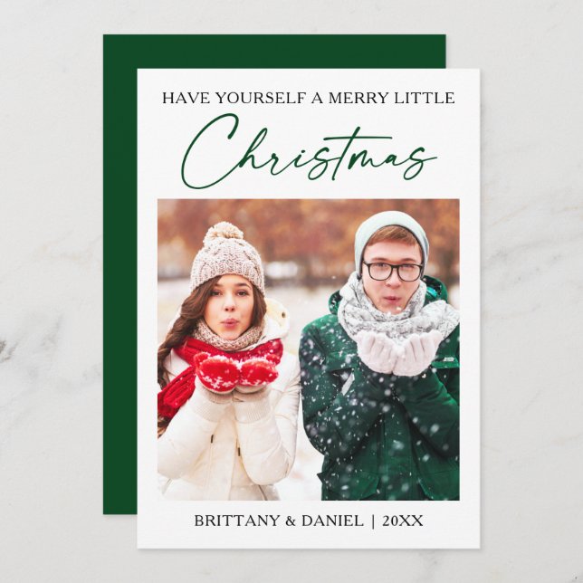 Minimalistiskt foto av Grönt Bläck Julkort (Fram/baksida)