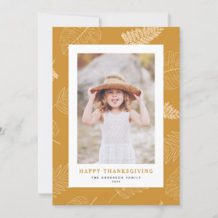 Minimalistiskt foto av Löv Mönster Happy thanksgiv Julkort