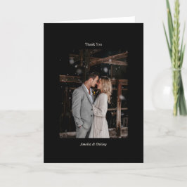 Minimalistiskt foto av svart Chic Elegant bröllop  Tack Kort