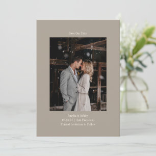 Minimalistiskt foto av Taupe Elegant bröllop Anpas Spara Datumet
