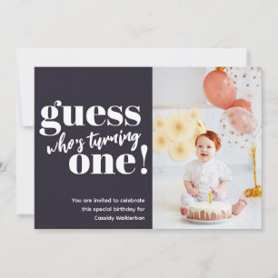 Minimalistiskt foto Baby 1:a födelsedag Inbjudningar