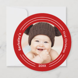 Minimalistiskt foto Baby första jul Kort