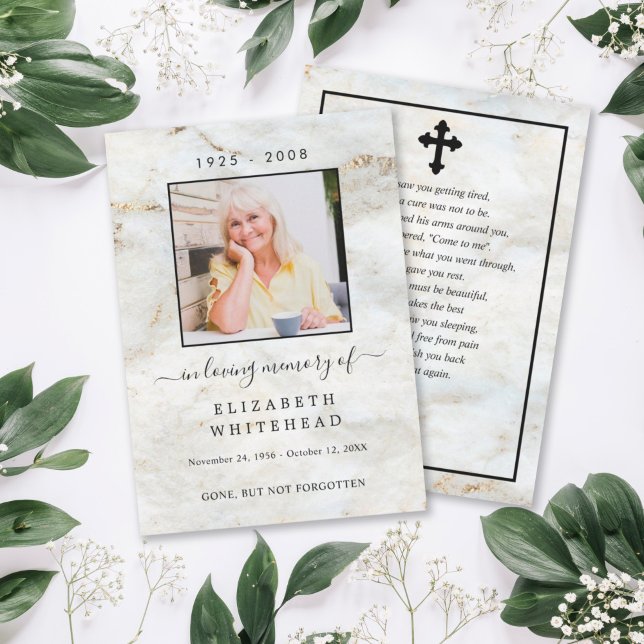 Minimalistiskt foto-begraver bön Marble Guld Inbjudningar (Skapare uppladdad)