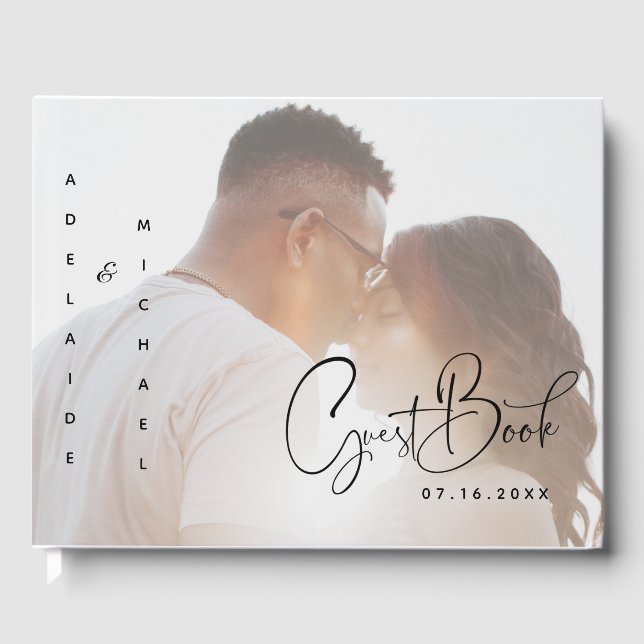 Minimalistiskt foto Bröllop i modern Elegant Gästböcker (Framsida)