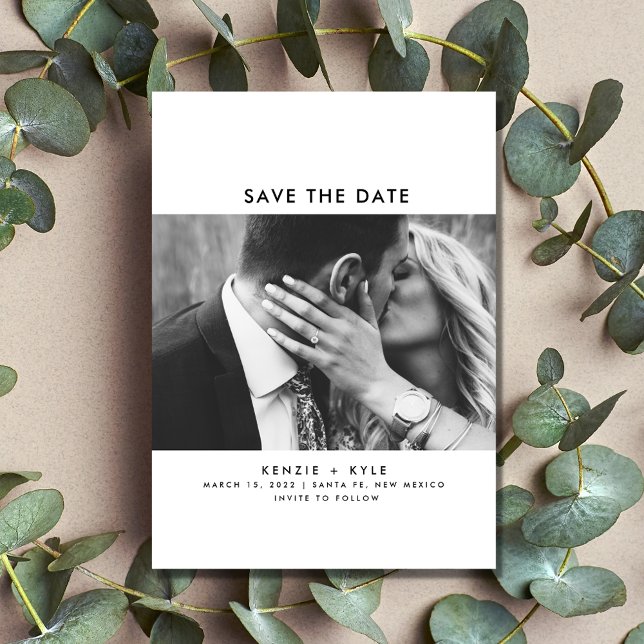 Minimalistiskt foto Bröllop spara datum Datumet (Minimalist Photo Wedding Save the Date)