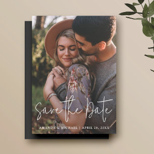 Minimalistiskt foto Bröllop spara datum-magnet Magnetisk Inbjudningskort