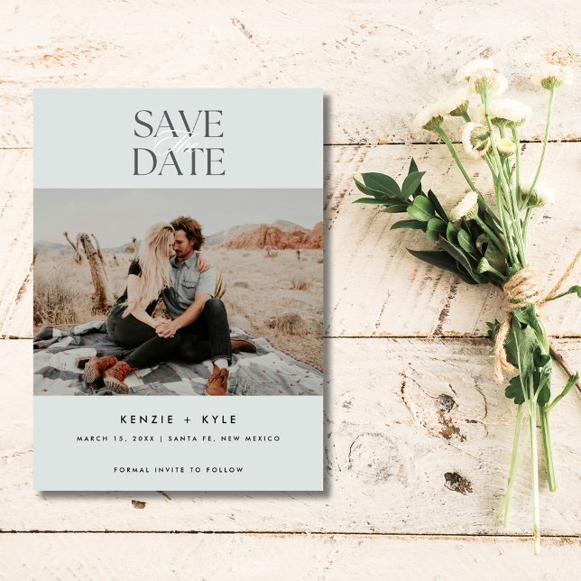 Minimalistiskt foto Bröllop spara datum Spara Datumet (Minimalist Photo Wedding Save the Date)
