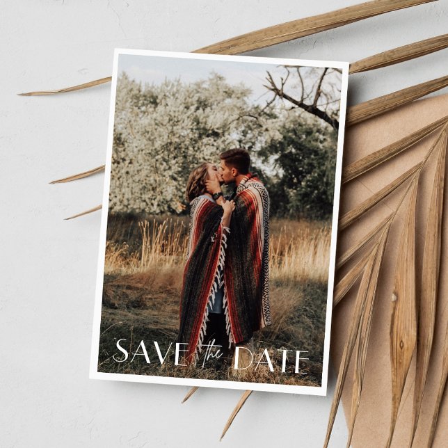 Minimalistiskt foto Bröllop Spara Datumet (Minimalist Photo Wedding Save The Date)