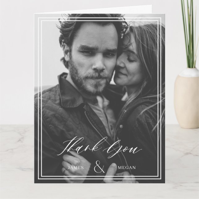 Minimalistiskt foto Bröllop Tack Kort (Framsida)