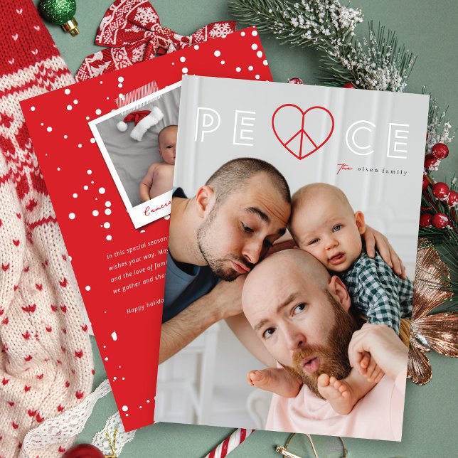 Minimalistiskt foto för enkel Peace Heart-typning Julkort (Skapare uppladdad)