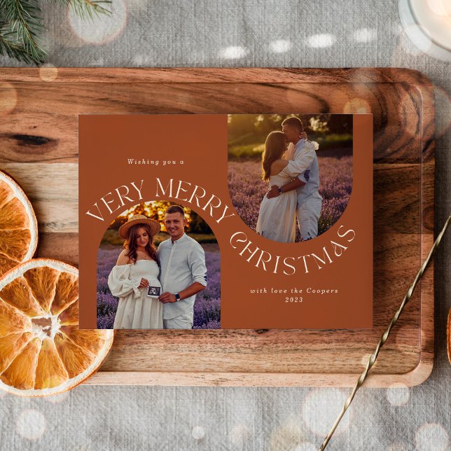 Minimalistiskt foto för enkelt modernt skript julkort (Skapare uppladdad)