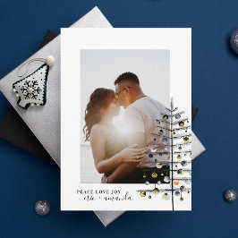 Minimalistiskt foto för fred Kärlek i Julgran Joy Julkort