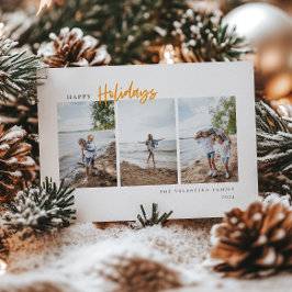 Minimalistiskt foto för glad helg i modernt skript julkort