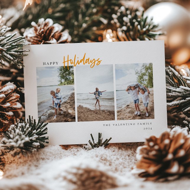 Minimalistiskt foto för glad helg i modernt skript julkort (Skapare uppladdad)