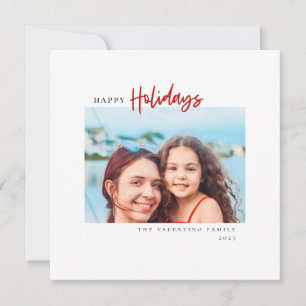 Minimalistiskt foto för glad helg i modernt skript julkort
