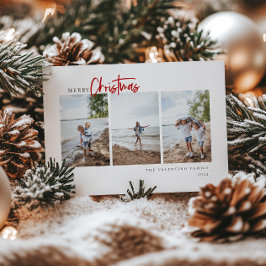 Minimalistiskt foto för god jul Modern Red Script Julkort