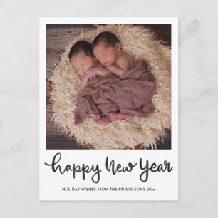 Minimalistiskt foto för Gott nytt år Baby-fotoskri Helg Vykort
