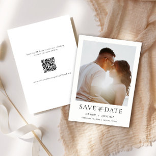 Minimalistiskt foto för Porträtt och QR-kod Bröllo Spara Datumet