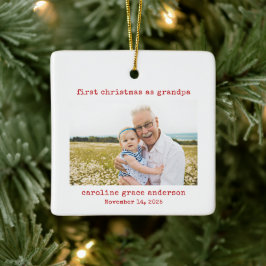 Minimalistiskt foto Första jul som morfar Julgransprydnad Keramik