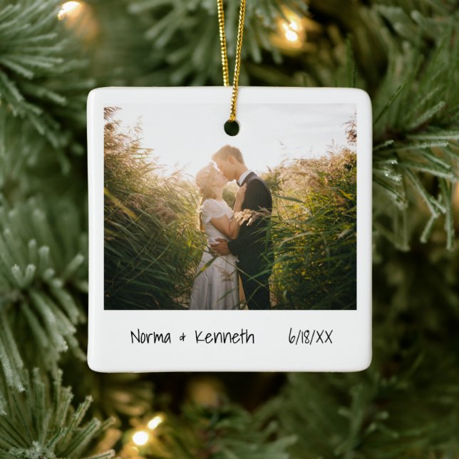 Minimalistiskt foto Första jultomte gift nylyft Julgransprydnad Keramik (Träd)