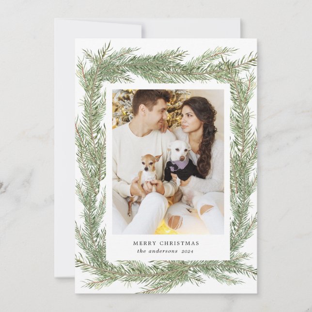 Minimalistiskt foto från Winter Greenery God jul Julkort (Framsida)