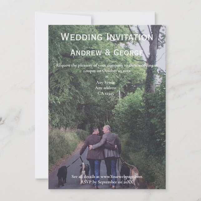 Minimalistiskt foto-Gay LGBTQ Bröllop Inbjudningar (Framsida)