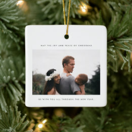 Minimalistiskt foto Joy och julfred Julgransprydnad Keramik