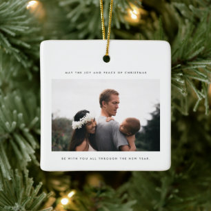 Minimalistiskt foto Joy och julfred Julgransprydnad Keramik