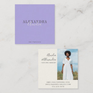 Minimalistiskt foto med fet stil Boho Modern Lila Fyrkantigt Visitkort