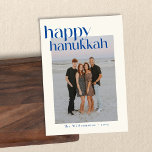 Minimalistiskt foto med fetstil, modern Hanukkah-A Julkort<br><div class="desc">Minimalistiskt foto med fetstil Blue och White Modern Hanukah Anpassningsbar Helgdag Card</div>