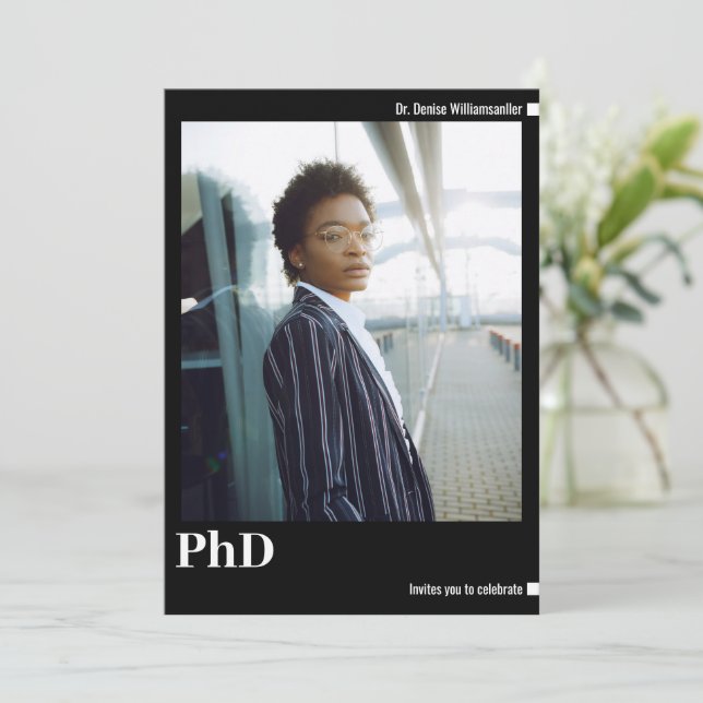 Minimalistiskt foto PhD Studenten Inbjudningar (Stående Fram)