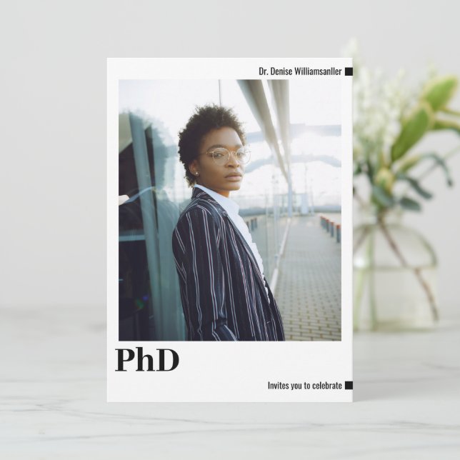 Minimalistiskt foto PhD Studenten Inbjudningar (Stående Fram)