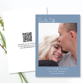 Minimalistiskt foto QR-kod - Dusty Blue - Spara da Inbjudningar