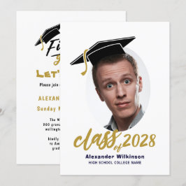 Minimalistiskt foto Studenten i roligt Script Grad Inbjudningar