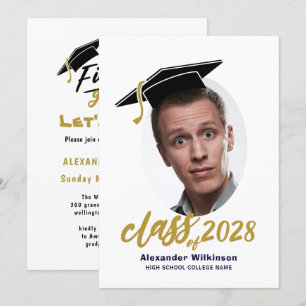 Minimalistiskt foto Studenten i roligt Script Grad Inbjudningar