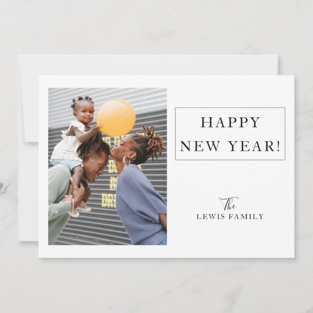 Minimalistiskt foto White Gott nytt år Julkort (Framsida)