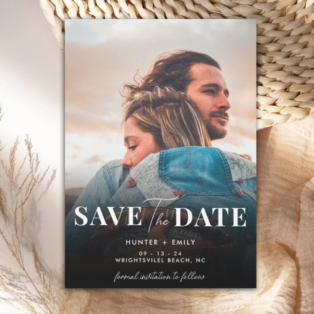 Minimalistiskt fotodigitalt spara datumet Bröllop Inbjudningar (Skapare uppladdad)