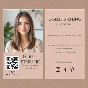 Minimalistiskt fotofoto QR-Social-medium, QR-kod Visitkort