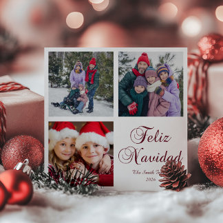 Minimalistiskt fotogaller Burgundy God Jul Julkort