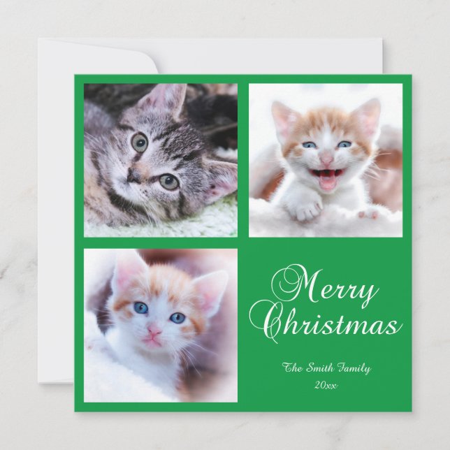 Minimalistiskt fotogaller Grid God Jul Grön Kort (Framsida)