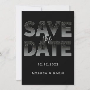 Minimalistiskt fotografi av Black Glitter, Bröllop Spara Datumet