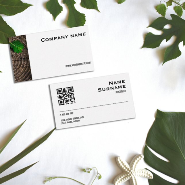 Minimalistiskt fotografi av löv QR-Affärskort Visitkort (Skapare uppladdad)