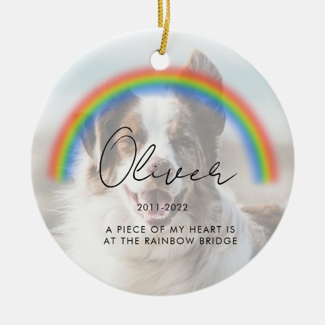 Minimalistiskt fotokeepsaké Pet Memorial Julgransprydnad Keramik (Framsidan)