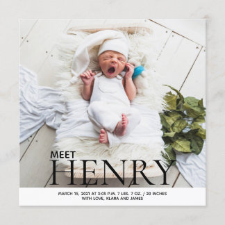 Minimalistiskt fotokollage Födelsemeddelande Inbjudningar