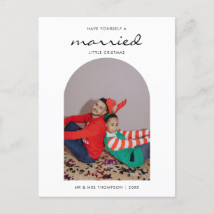 Minimalistiskt fotokollage Married God jul Helg Vykort