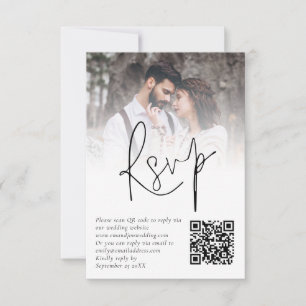 Minimalistiskt fotoöverlägg QR-kodkort för QR-Bröl Inbjudningar