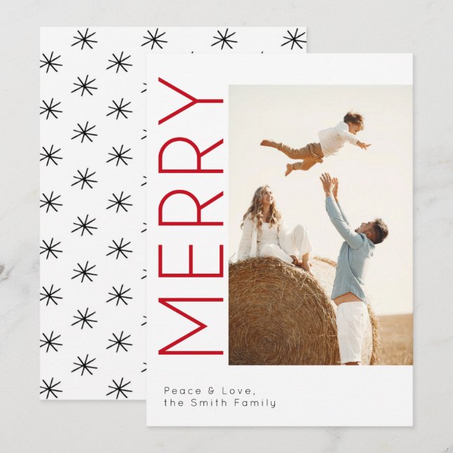 Minimalistiskt fotoport i God jul-familjen Julkort (Fram/baksida)
