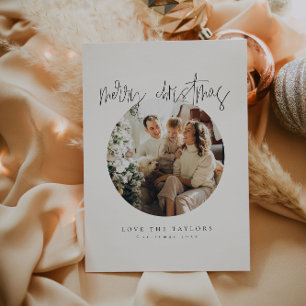 Minimalistiskt fotoportkort för familjen julkort